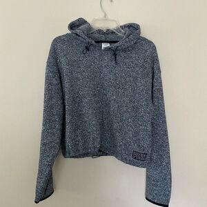 PINK Cropped Heathered Black Hoodie